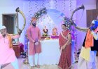 सुधीर मुंगसेंनी तुतारी वाजवत केली घरात मूर्तीची प्राणप्रतिष्ठा