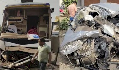 पुणे -नगर महामार्गावर भीषण अपघात ; मोटार आणि बसच्या धडकेत एक ठार २५ प्रवासी जखमी