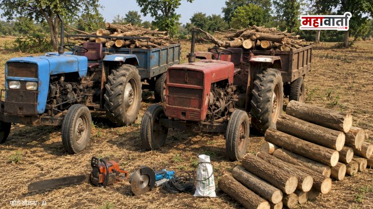 Forest department khed | चास परिसरातील अनधिकृत वृक्षतोडीवर वनविभागाचा मोठा घाव; दोन ट्रॅक्टर, इलेक्ट्रिक मशीन जप्त